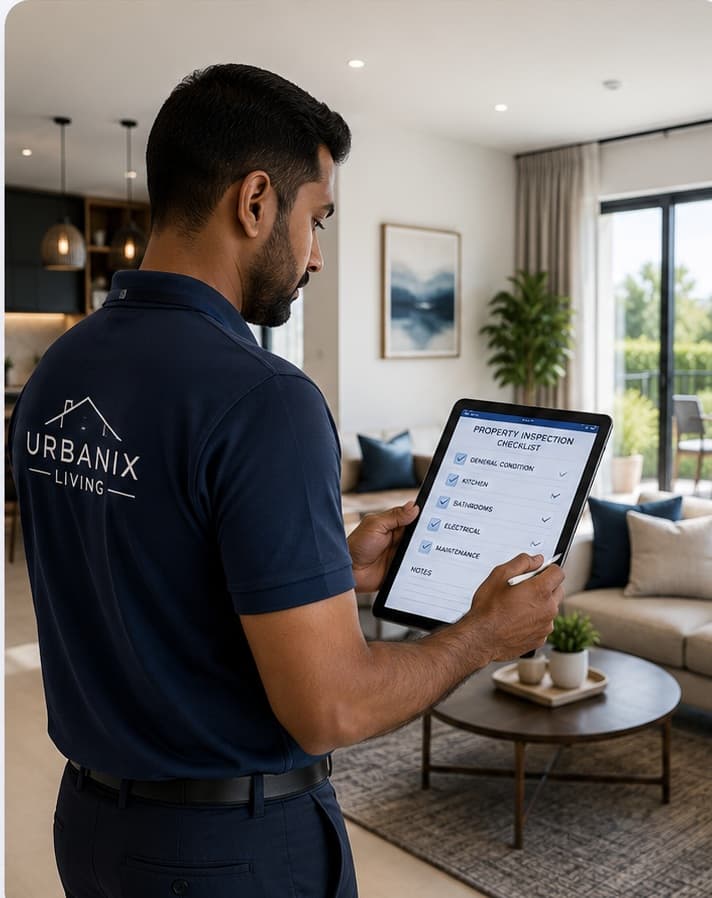 Urbanix Living property manager conducting a property inspection